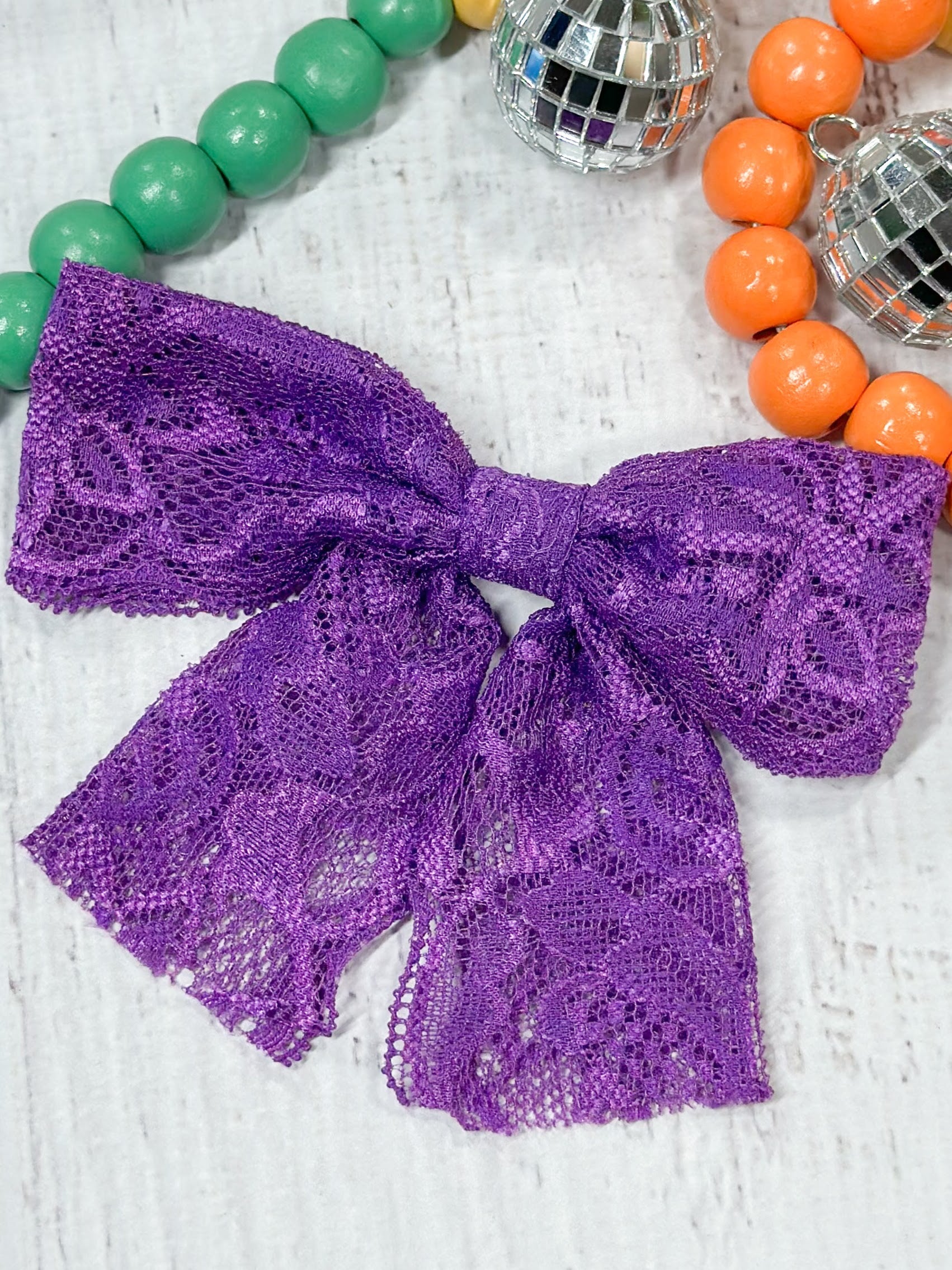 purple lace hair bow