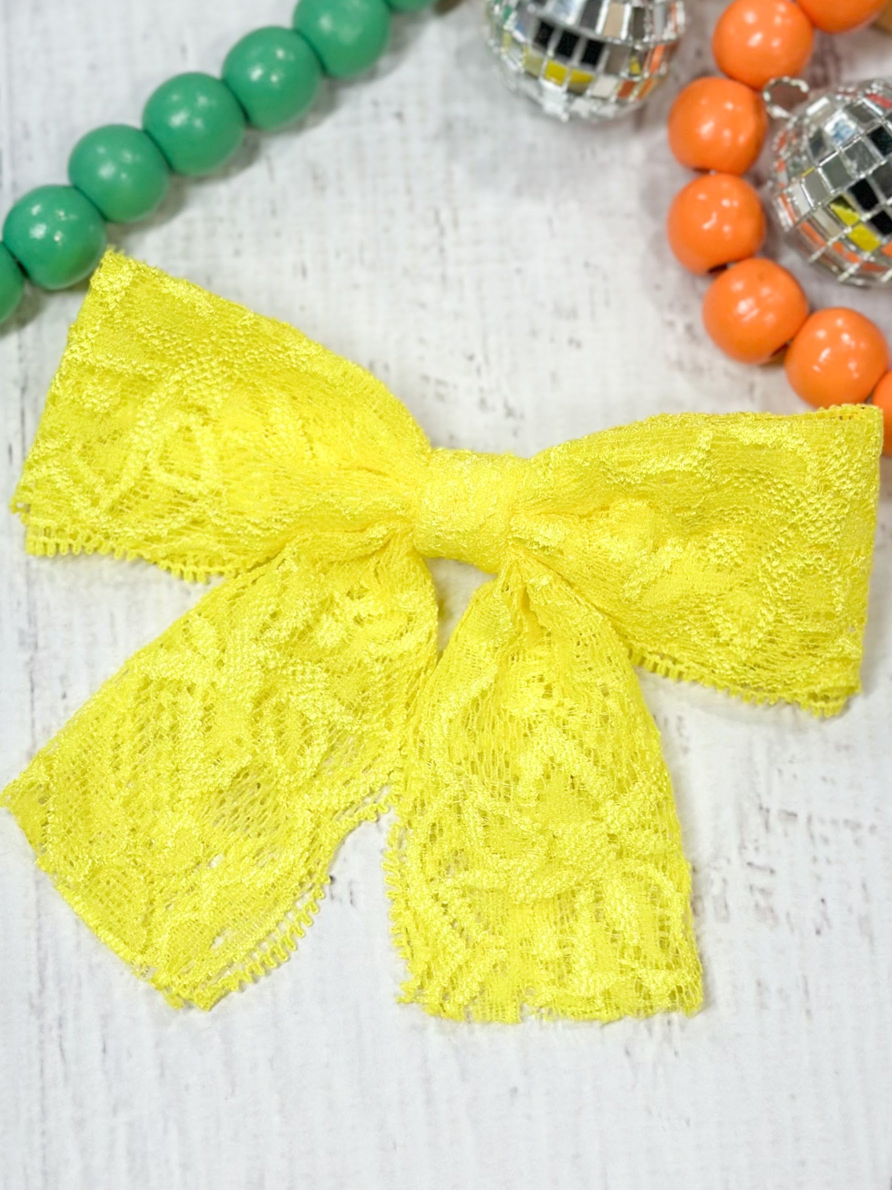 yellow lace hair bow