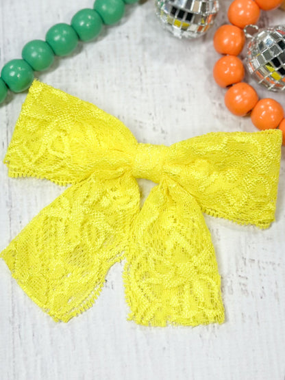 yellow lace hair bow