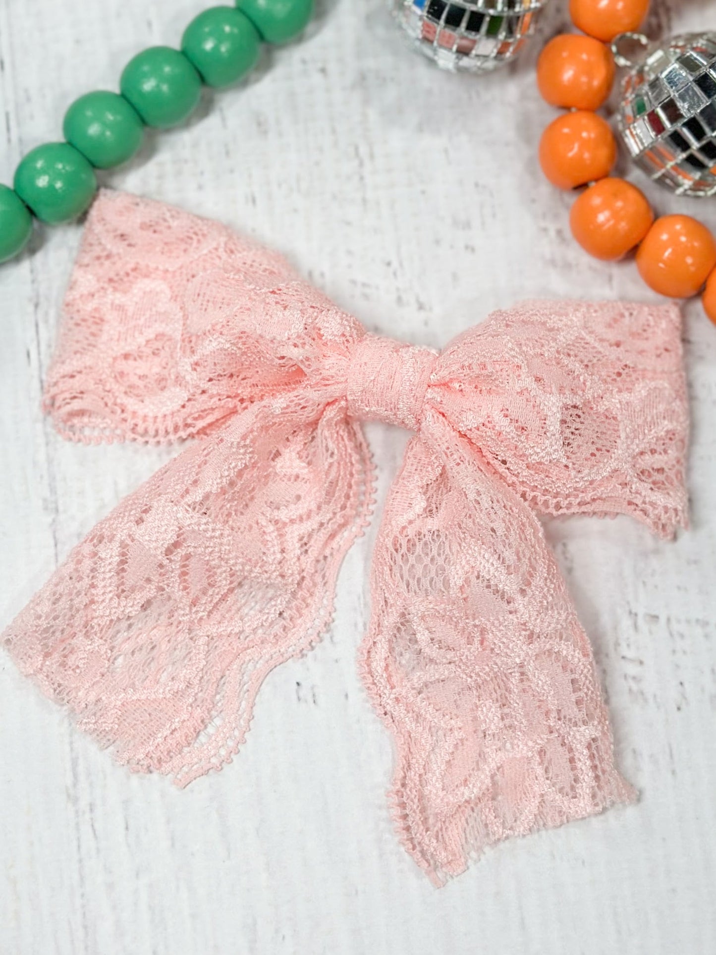 pink lace hair bow