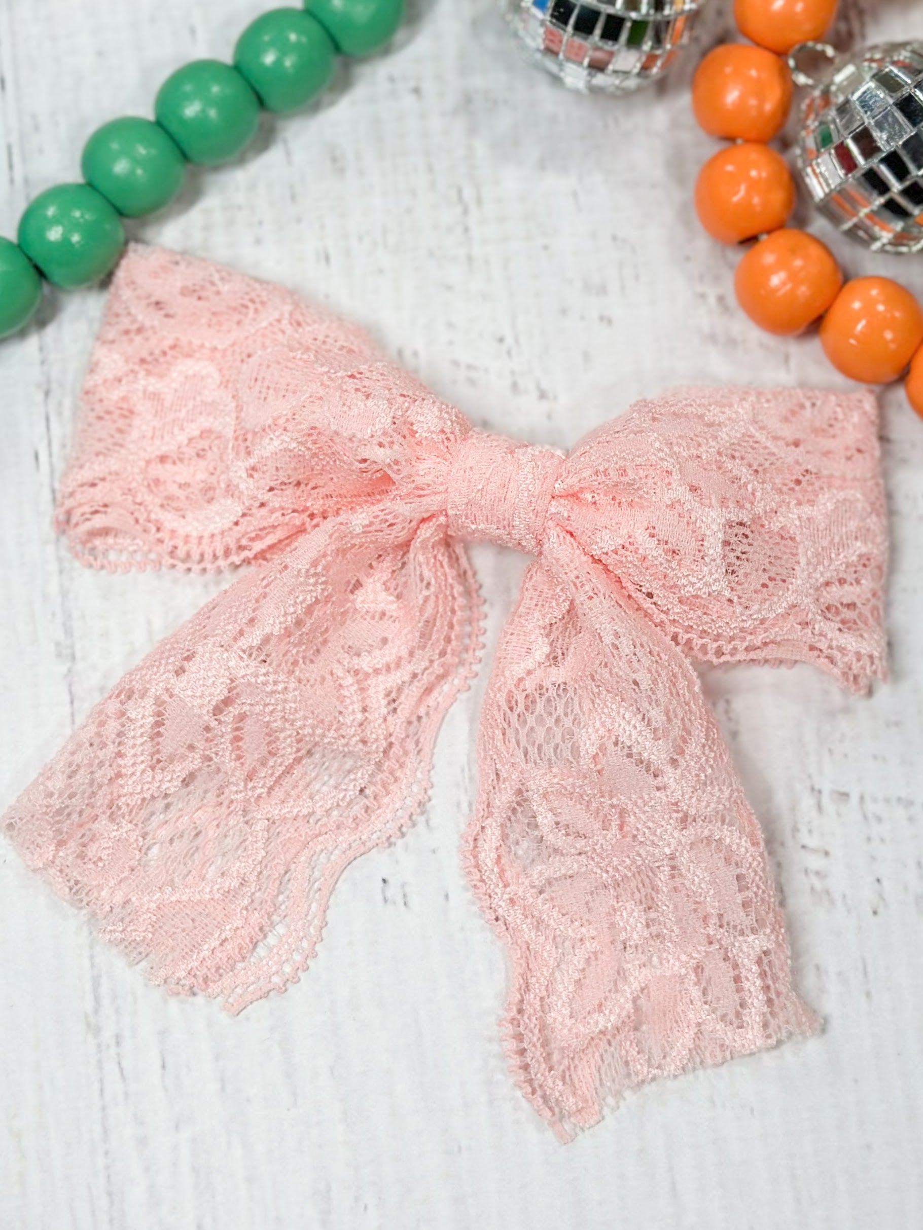 pink lace hair bow