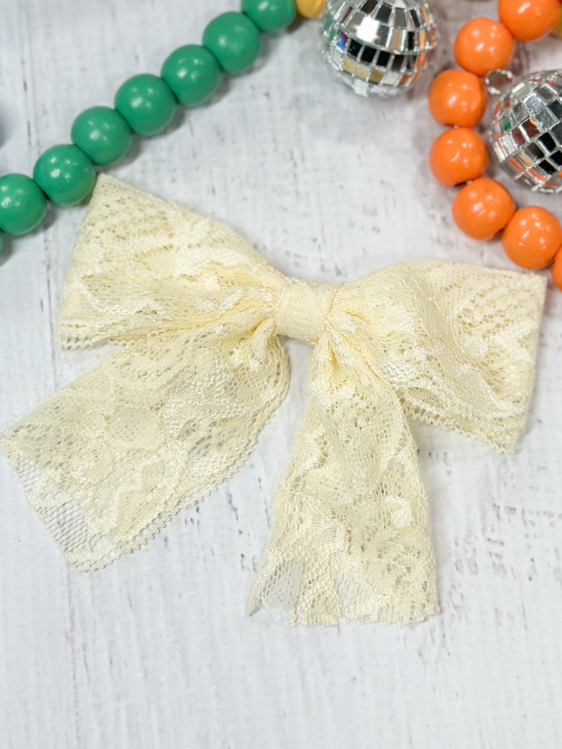 ivory lace hair bow