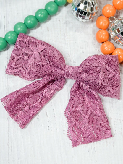 regal purple lace hair bow