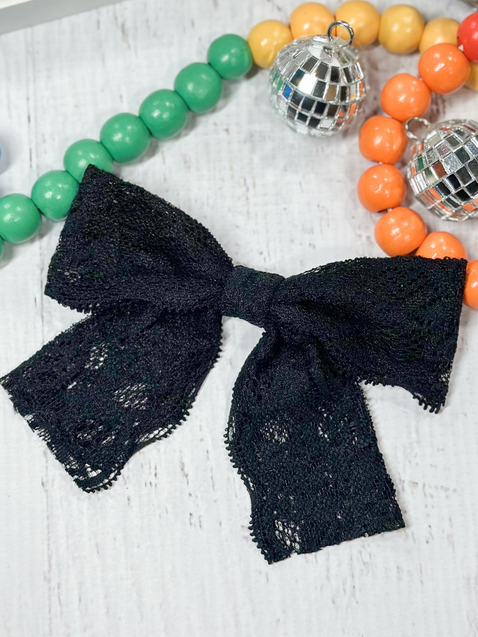 black lace hair bow