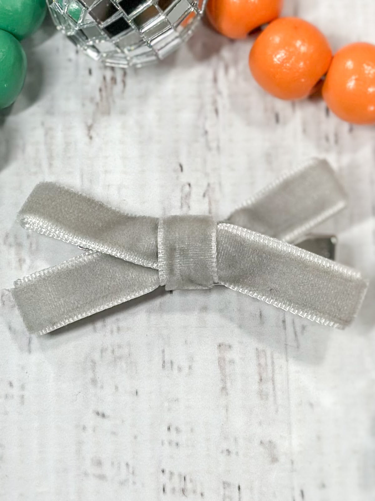 silver velvet bow clippie