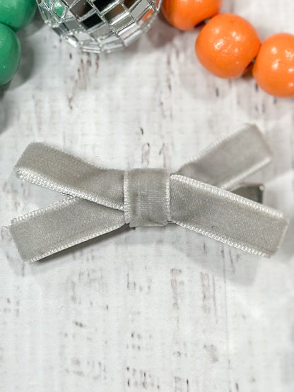 silver velvet bow clippie