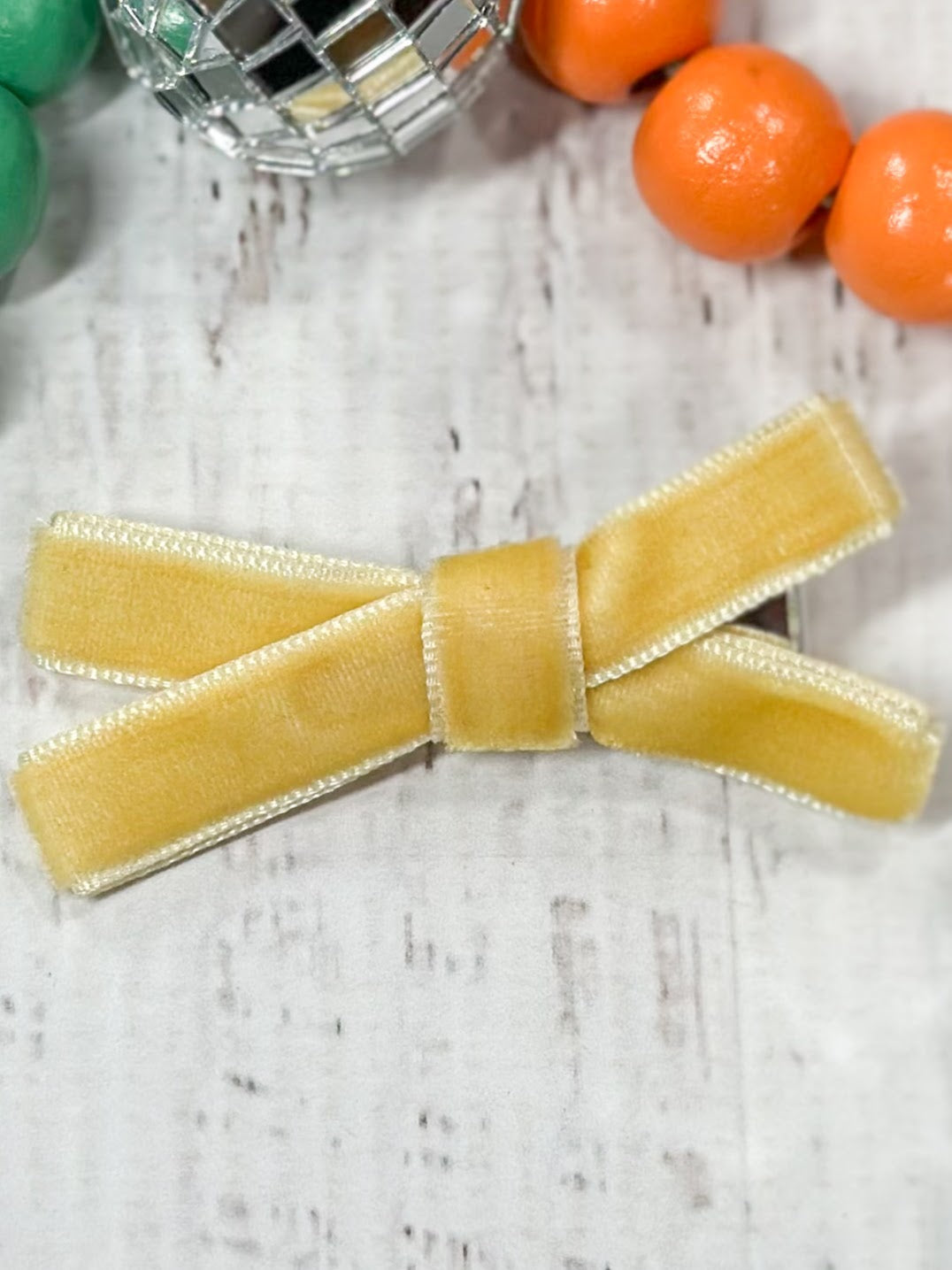 mustard velvet bow clippie