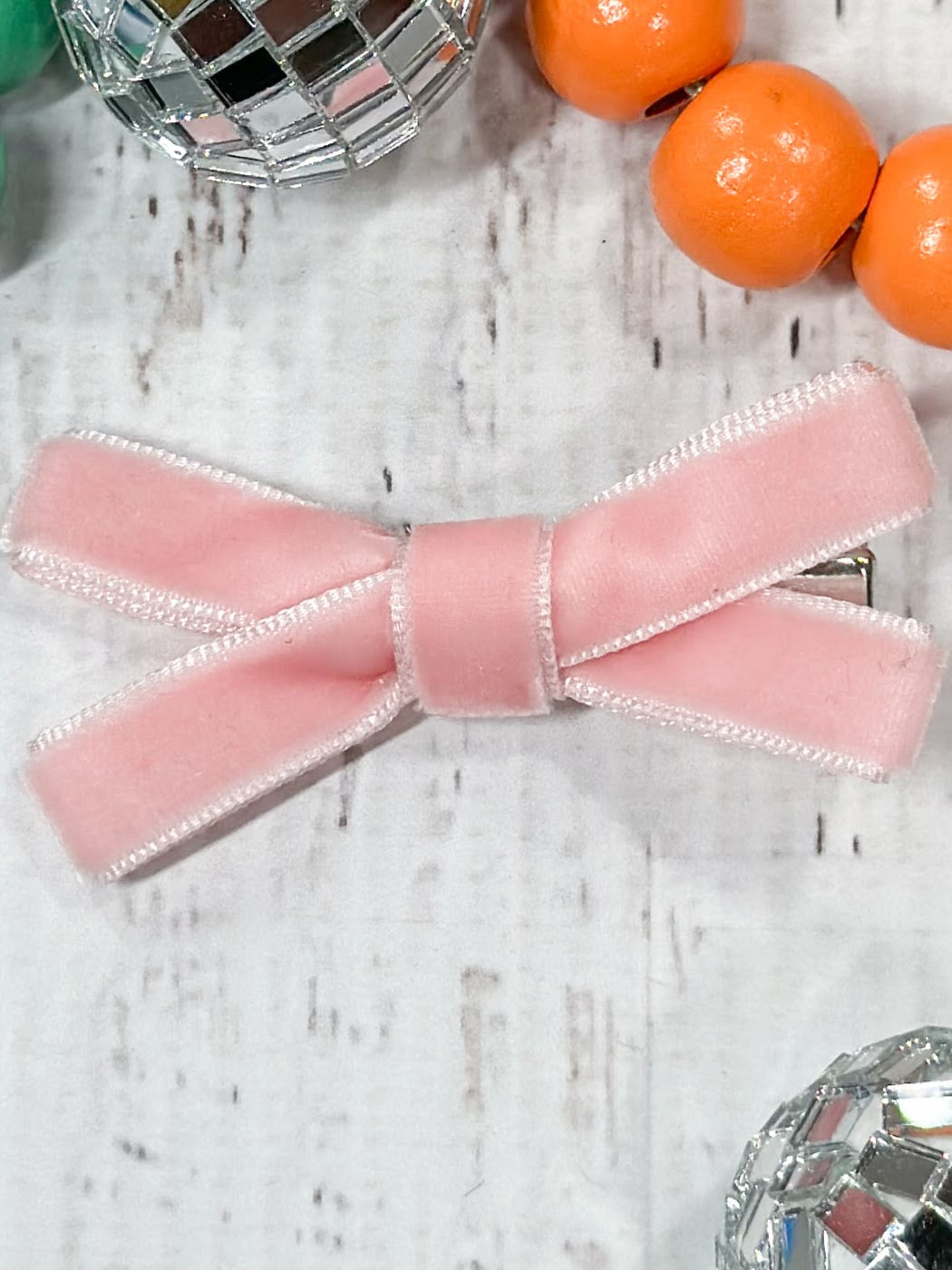 pink velvet bow clippie