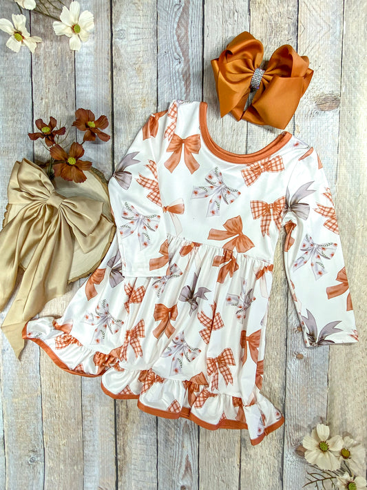 Autumn Bows Ruffled Twirl Dress