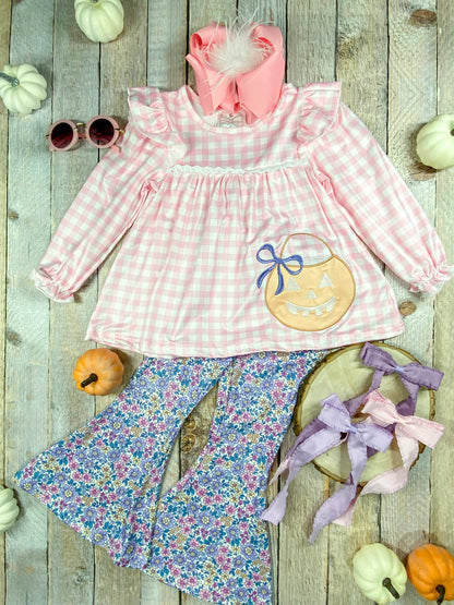 Trick or Treat Gingham & Floral Bell Bottoms Set