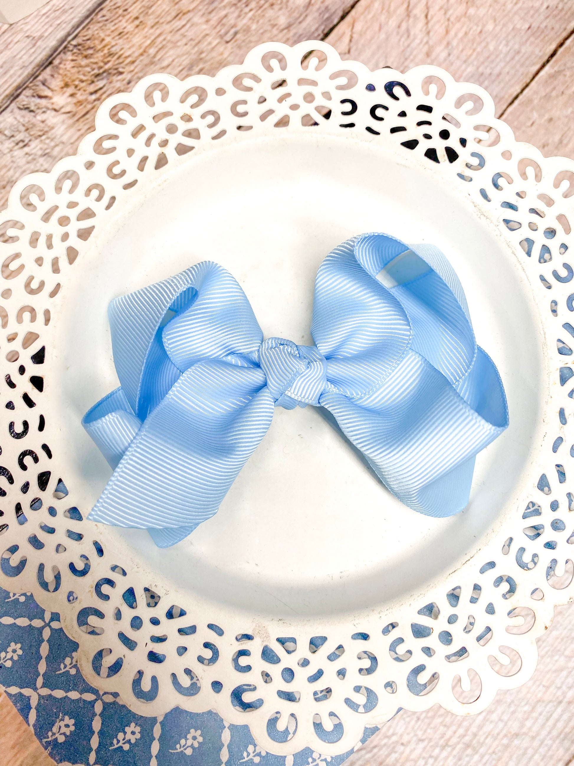 Sky Blue Essential Grosgrain Hair Bow