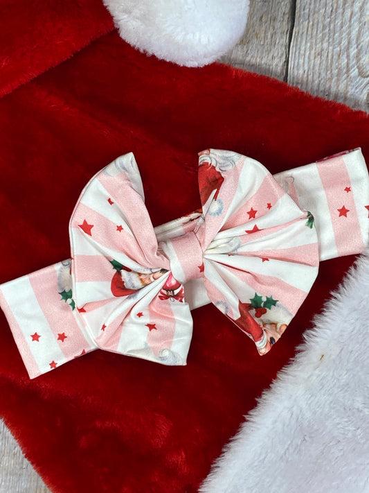 Santa & Stripes Bow Headband