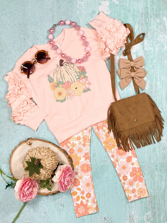 Pumpkin & Flowers Pants Set