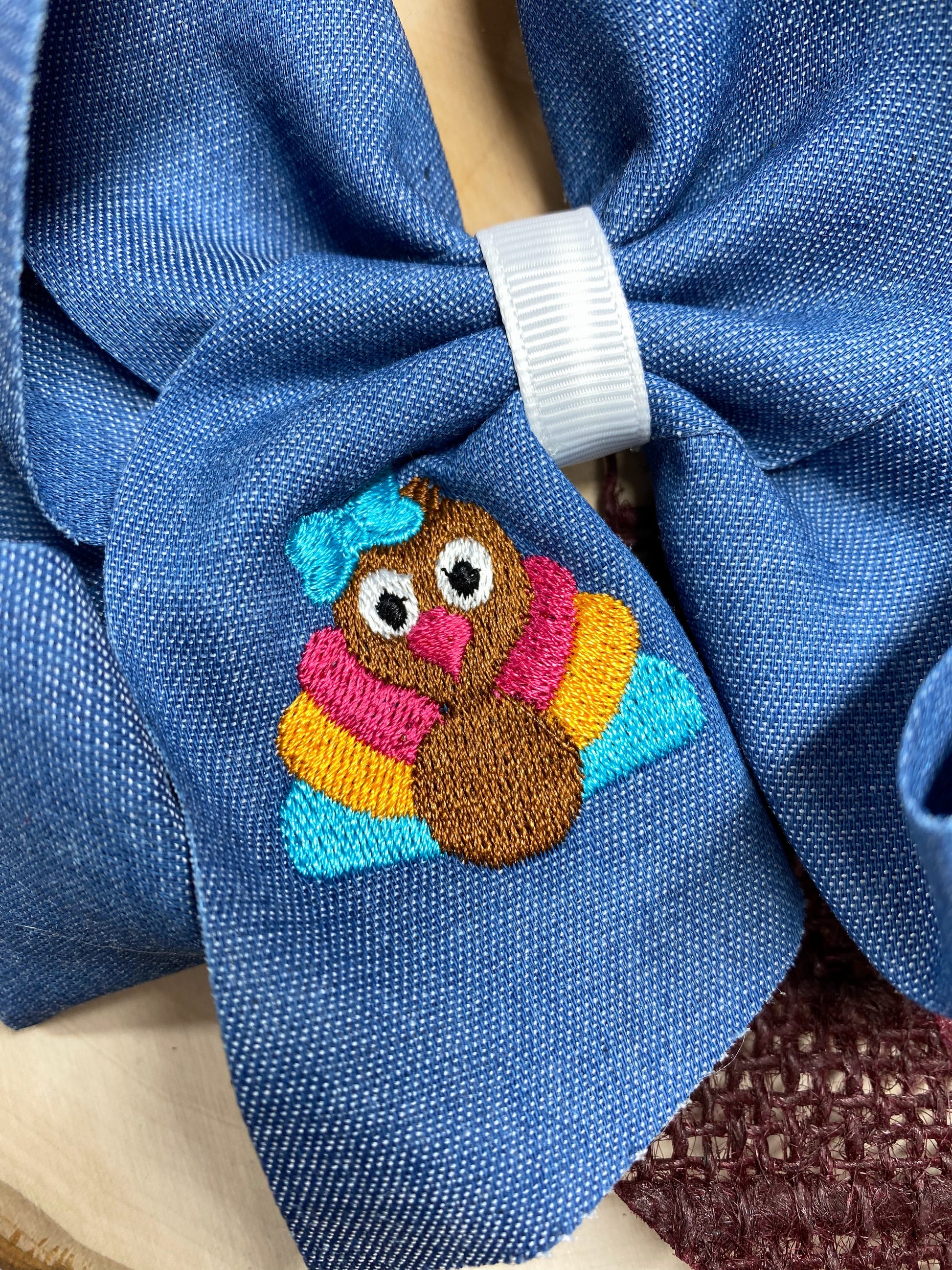 close up of turkey embroidery