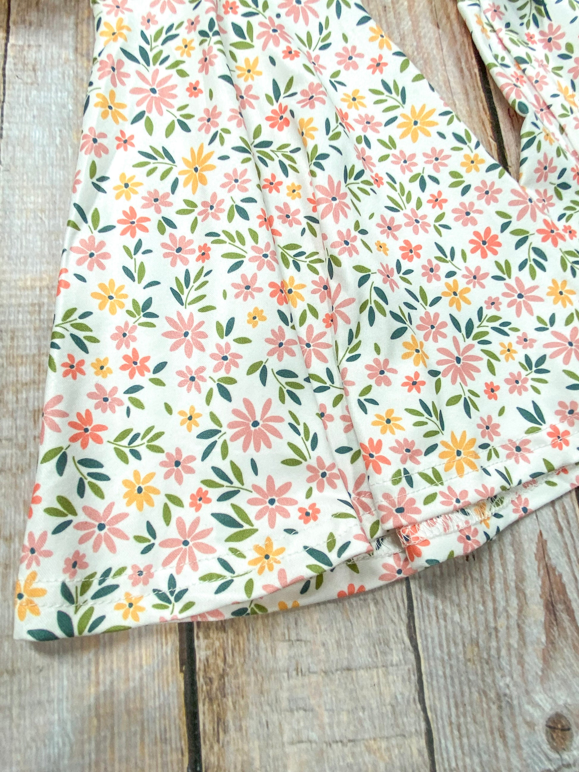 close up of the floral bell bottom 