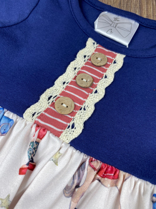 Holiday infant romper with nutcracker and toy prints, part of sibling set - Alternative view