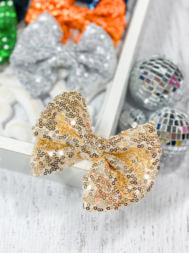 gold sequin hair bow