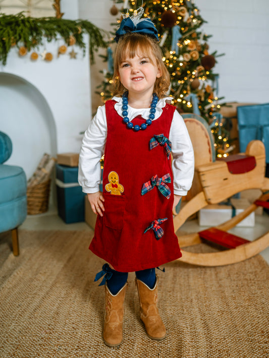 Timeless Gingerbread & Bows Maroon Dress
