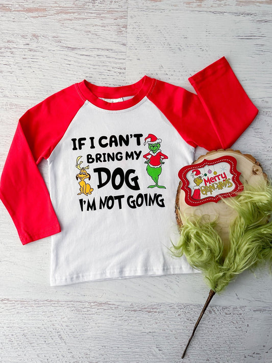 Christmas raglan top with a boy and his dog graphic - Alternative view