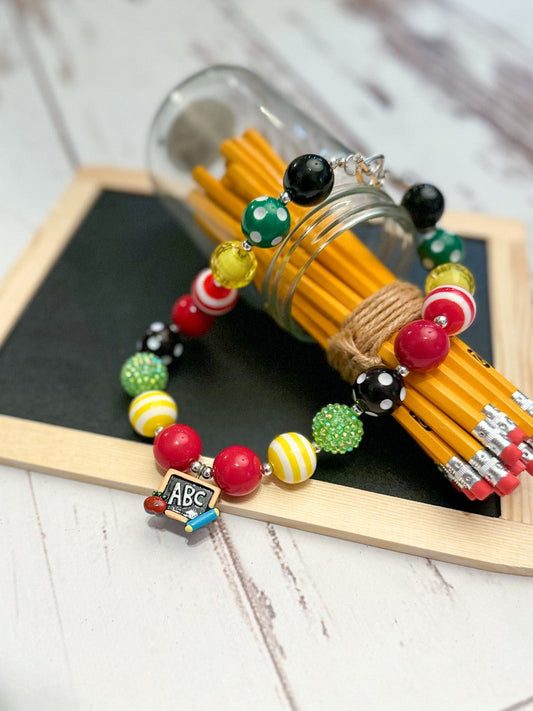 multicolored beaded abc necklace