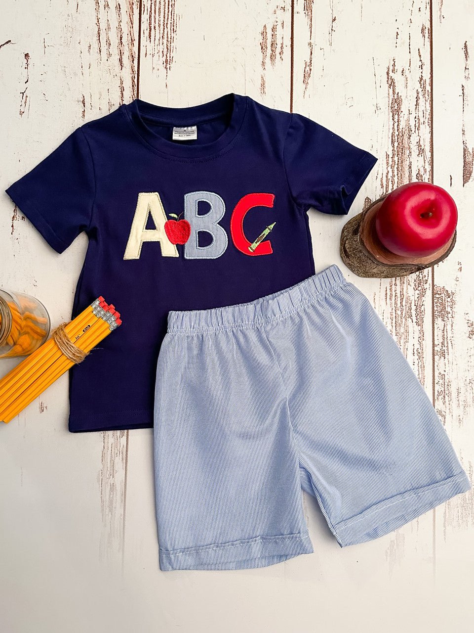 Navy ABC top and shorts set