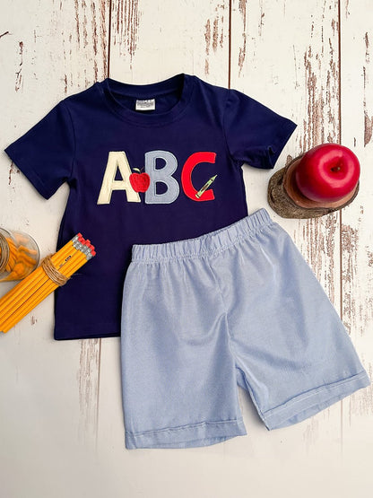 Navy ABC top and shorts set