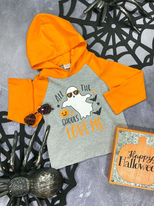 Boys hoodie that says All the Ghouls Love Me