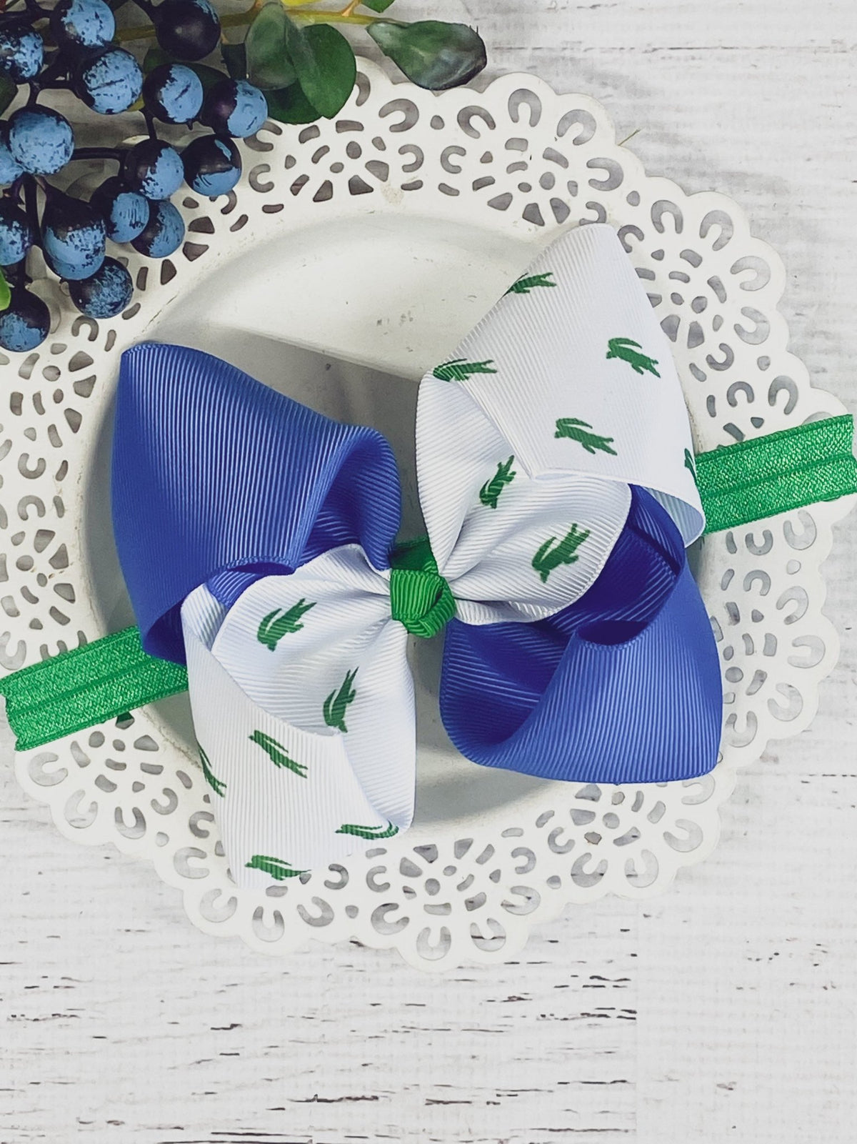 Alligator print bow on satin headband