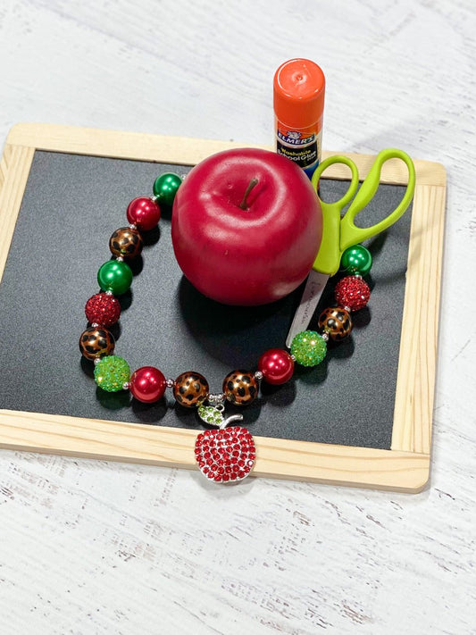 Apple Pendant Wild Chunky Bead Necklace