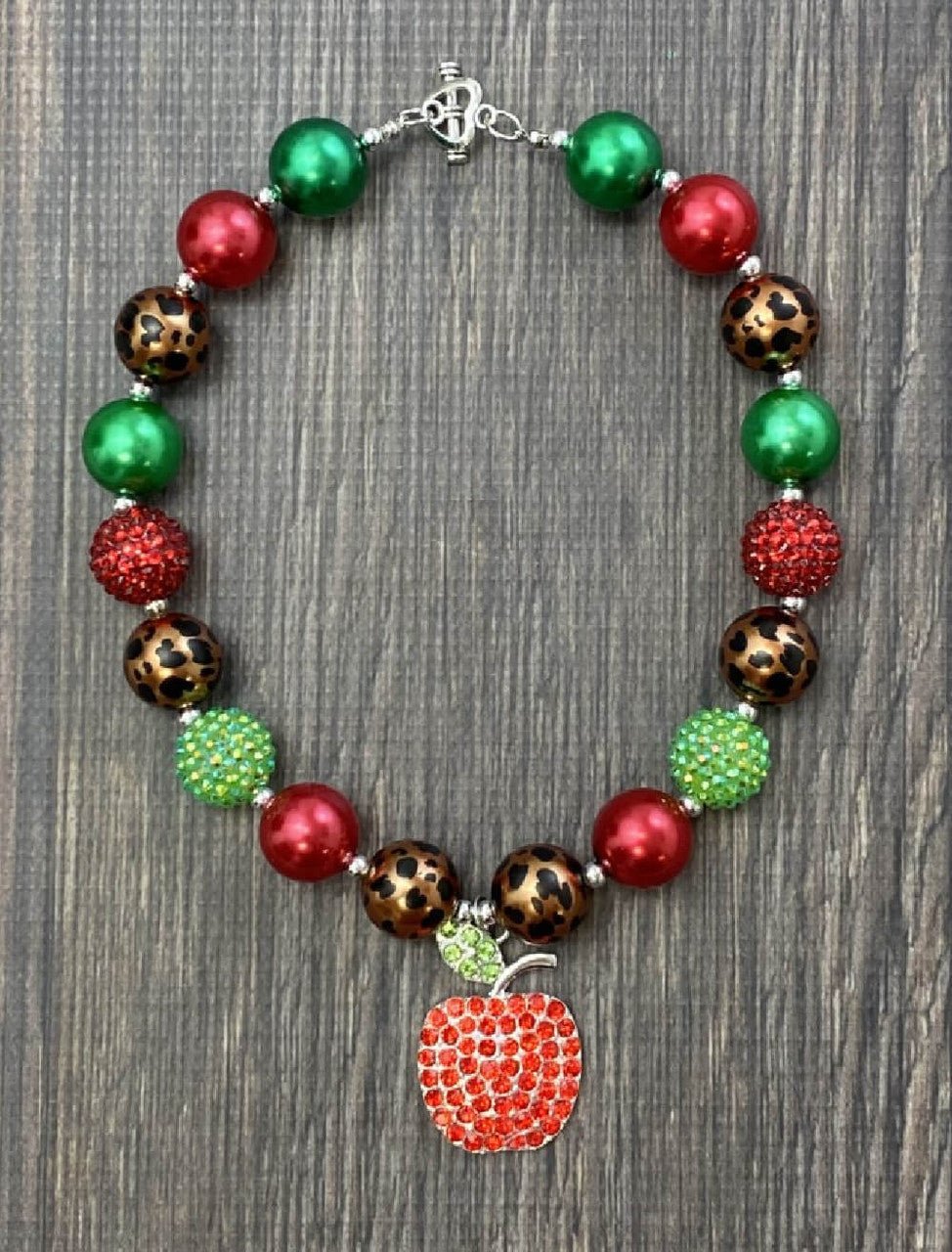 Apple Pendant Wild Chunky Bead Necklace