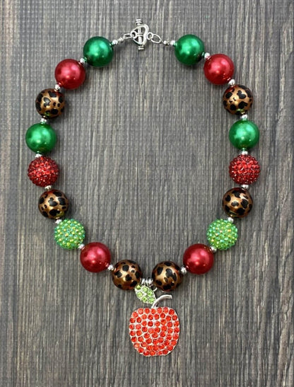 Apple Pendant Wild Chunky Bead Necklace