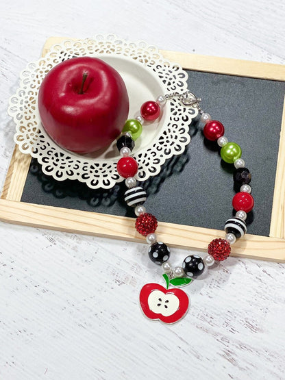 Apple Slice Pendant Chunky Bead Necklace