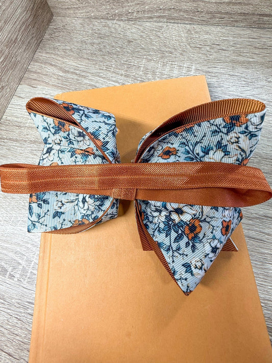 Close-up of autumn whisper floral double layer bow headband - Alternative view