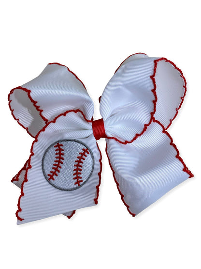 red and white baseball embroidered headband on a white background