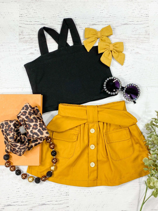 Black & Camel Stylish Skirt Set - Alternative view