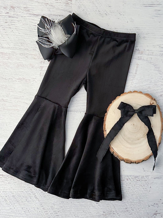 Black velvet bell bottoms for girls