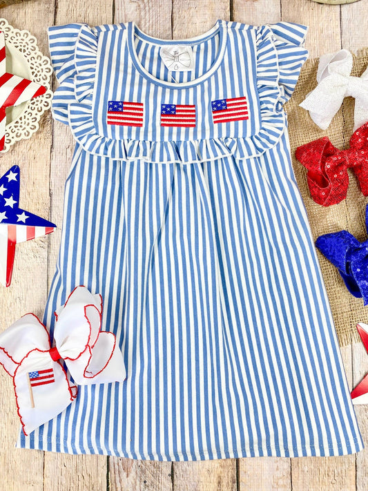 Classic Flag Stripe Dress on a wooden background