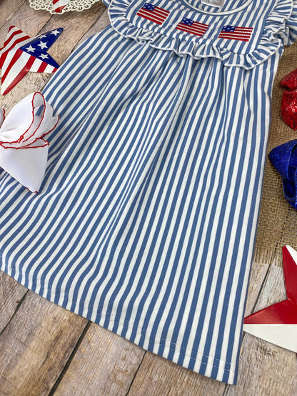 Classic Flag Stripe Dress on a wooden background