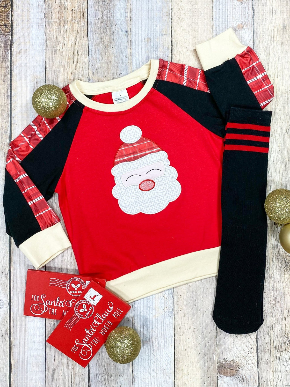 Boys Christmas shirt with a Santa appliqué
