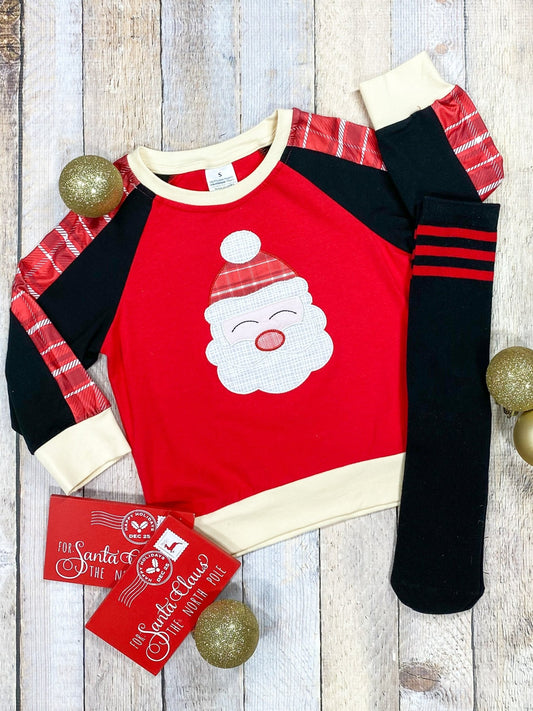 Boys Christmas shirt with a Santa appliqué