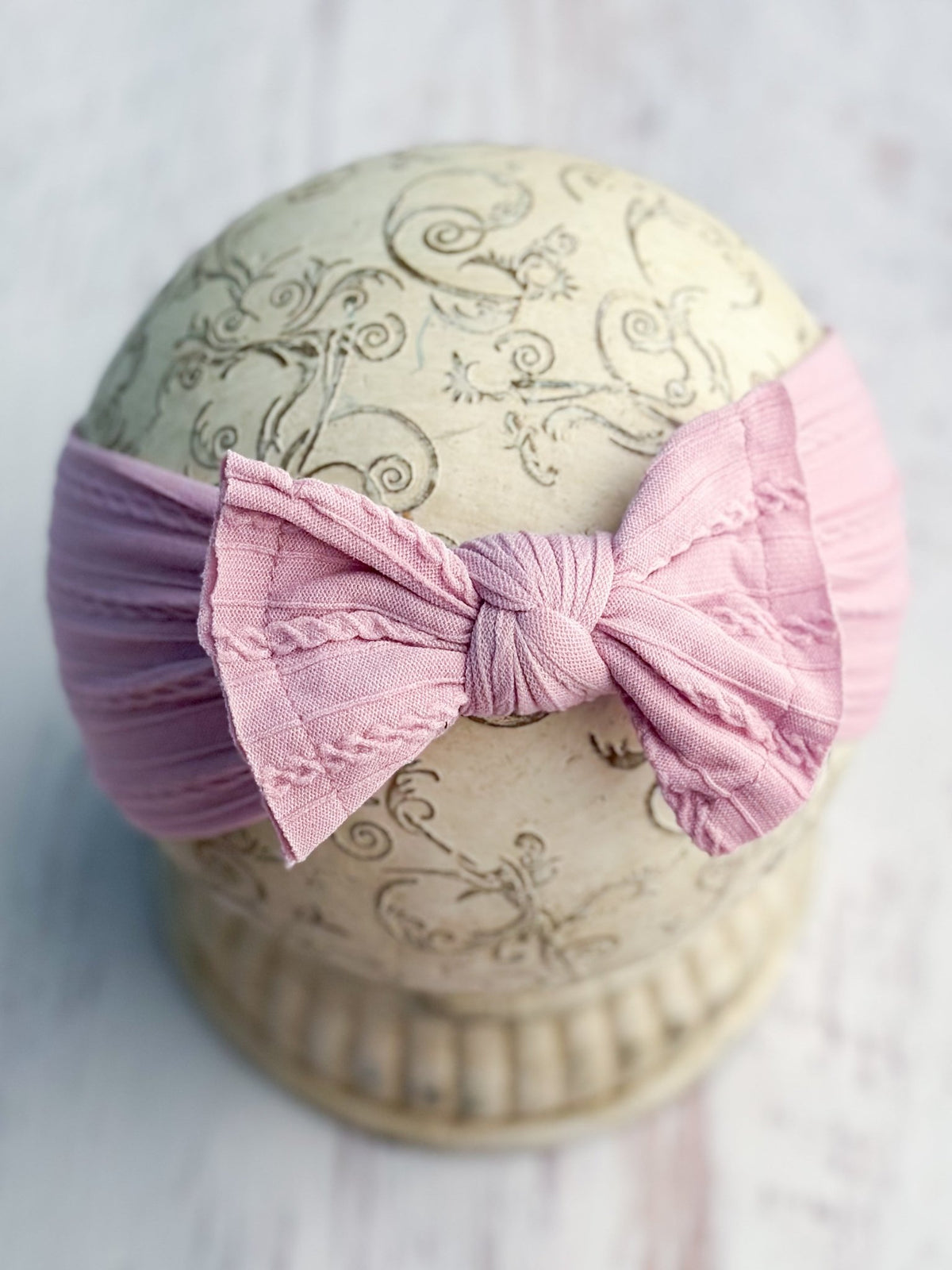 Eggplant cable knit bow headband