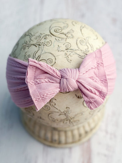 Eggplant cable knit bow headband
