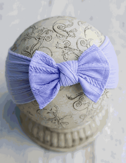 lavender cable knit bow headband