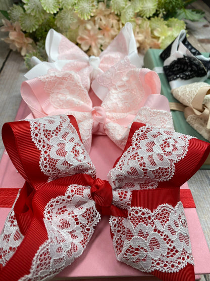 Chantilly Lace Two-Tone Bow Headband | Classic Lace Baby & Toddler Headband