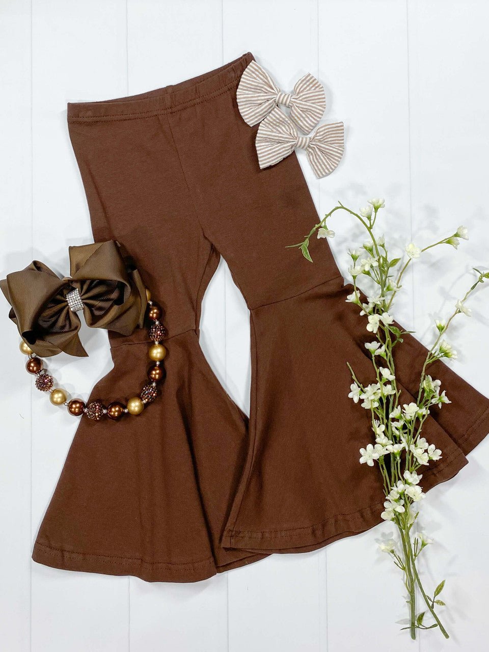 Chocolate brown bell bottom pants for girls