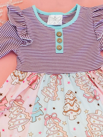 close up of the decorative buttons on front of the dress