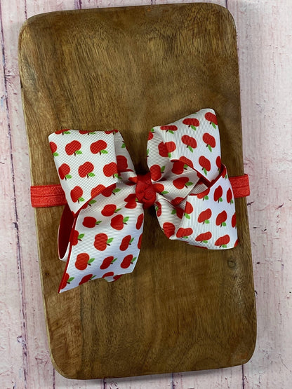 Classic Double Layer Apple Bow Headband - satin elastic style