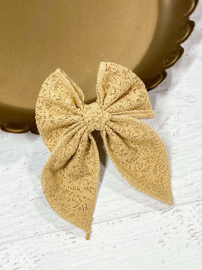 Chocolate classic eyelet lace hair bow