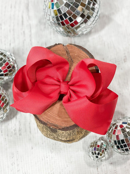 red classic grosgrain hair bow