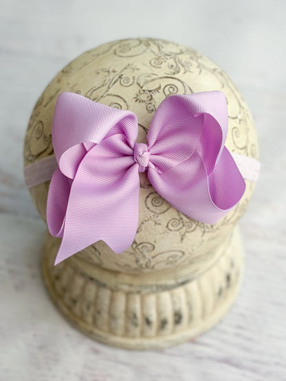 lavender satin bow headband